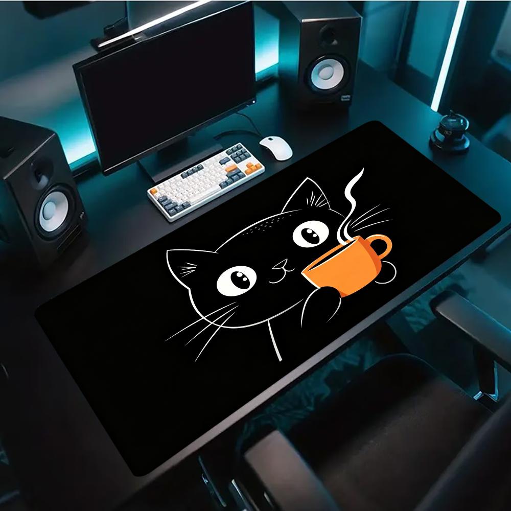 Desk Setup Pc And Laptop - Alas Mouse Gaming Besar Motif Kucing